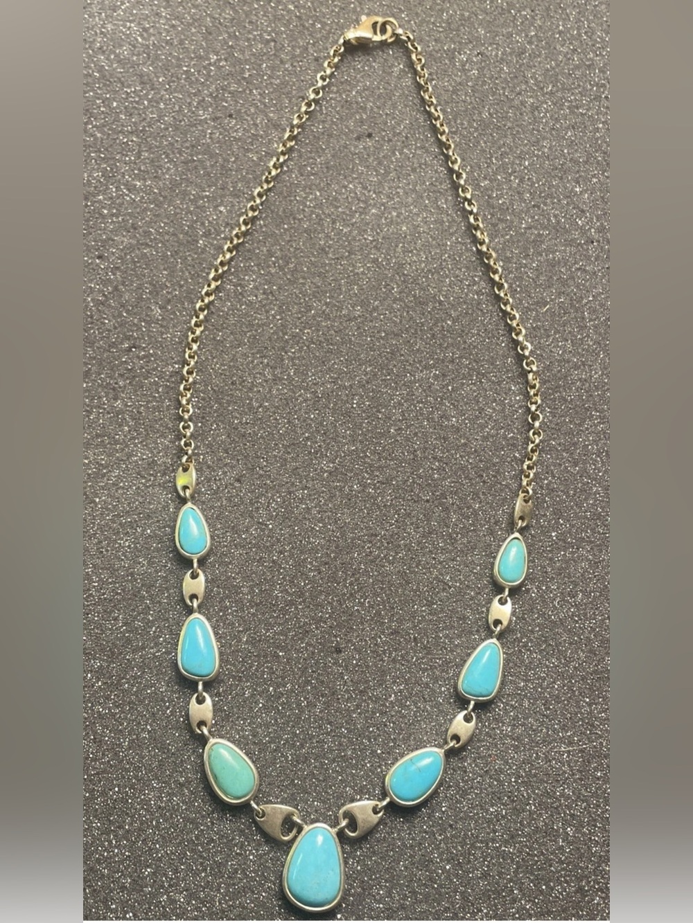 STERLING SILVER WHITNEY KELLY WK SIGNED TURQUOISE NECKLACE 18"
